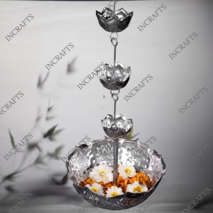 Gulposh Lotus Floral Silver Finish  Hanging