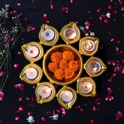 Decorative Yellow & Gold Diya Urli